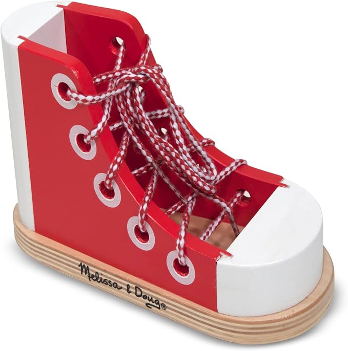 Melissa & Doug Deluxe Wood Lacing Sneaker - Learn to Tie a Shoe Educational Toy - Image 4