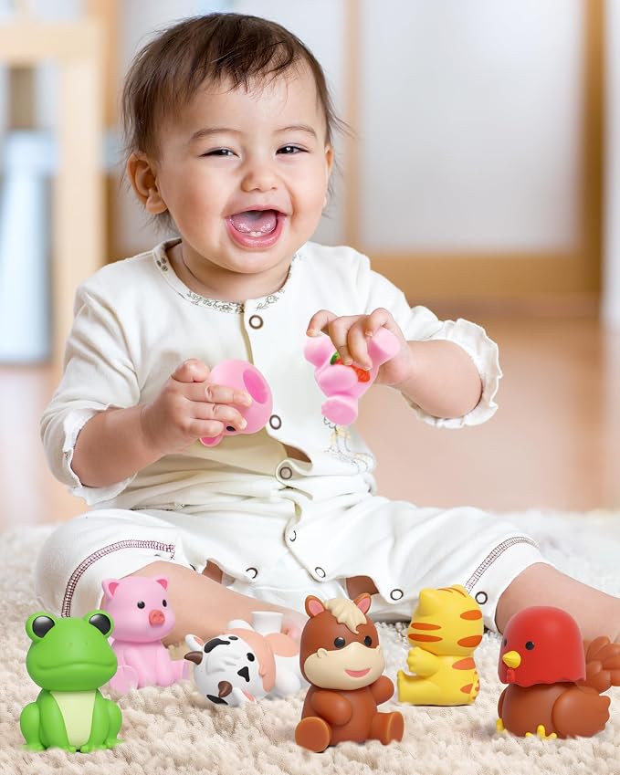 Coogam 10Pcs Farm Animal Matching Toys, Fine Motor Sorting Games for Kids Age 1-3, Montessori Learning Sensory Fidget Toy Gift for Baby Shower Bath Birthday - Image 6
