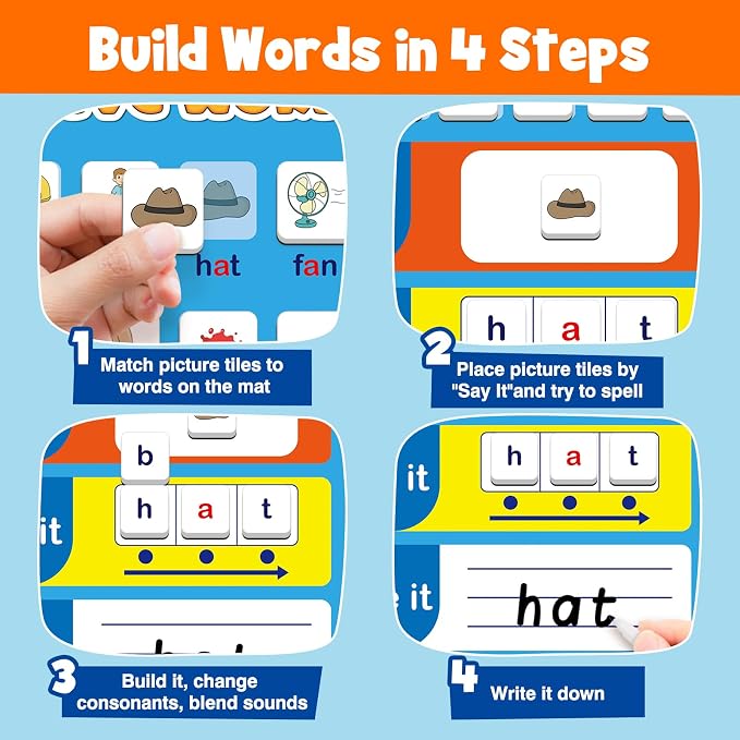 Aizweb CVC Word Games: Magnetic Letter Tiles for Phonics&Word Family,Age 5+ - Image 2
