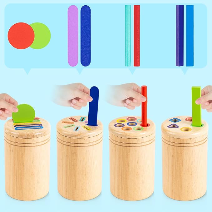 Montessori Toys for 3 4 5 Year Old, 4 in 1 Wooden Color Sorting Toys, Preschool Learning Activities Fine Motor Skills Sensory Toys for Toddlers - Image 5