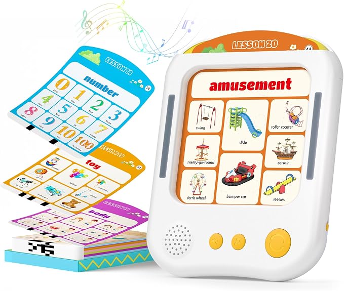 Interactive Educational Learning Tablet Toy for Kids,Screen-Free Phonics Learning Toy with 30 Flash Cards for Alphabets, Numbers, Words, Animals, Learn to Read for Boys Girls 3-5 Years Old, White by VDPDO