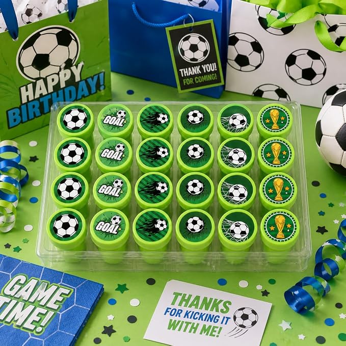 Cinrobiye 24 Pcs Soccer Sports Stampers for Kids, Pre-Inked Football Party Favor Set, Sports Birthday Party Supplies, Classroom Rewards, Goody Bags, Piñata Fillers - Image 5