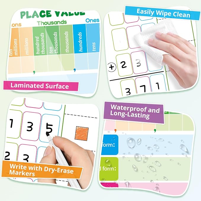 12 Packs Place Value Chart Math Manipulatives Math Games for Kids - Image 5