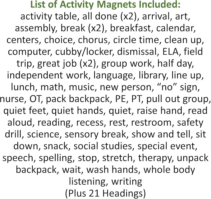 SchKIDules Magnetic Visual Schedule & Progress Chart for School; 2-Sided 18” Folding Board Plus 141 Magnets for Daily Routines, Positive Behavioral Supports, Special Ed, Preschool, ADHD & Autism - Image 7