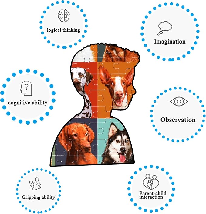 LELEMON Puzzles for Kids Ages 4-8,100 Pieces Funny Dog Jigsaw Puzzles in a Metal Box,Puppy Animal Puzzle for Children,Learning Educational Toys for Boys and Girls - Image 4