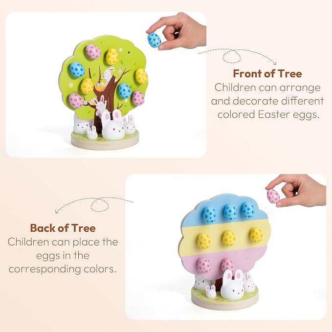 Woodtoe Easter Toys for Toddlers, Magnetic Easter Eggs, Picking Easter Bunny Toy, Montessori Toys for 3 4 5 6 Year Old, Wooden Sensory Color Sorting Toys, Spring Easter Basket Stuffers Gifts for Kids - Image 3