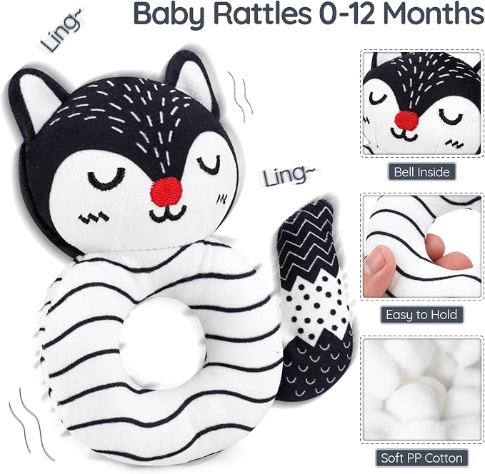 Joyreal High Contrast Baby Toys for Newborn, Black and White Baby Sensory Toys with Car Seat Toys,Infant Toys with Black White Cards Book, Montessori Toys for Baby Gifts (Elephant Theme) - Image 4
