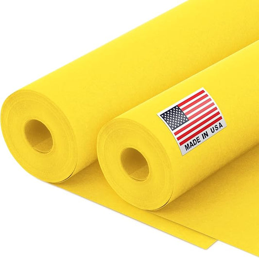 12" x 1200" (100 ft) Yellow Kraft Paper Roll - Value Pack of 2, 45 lbs Thickness, Made in USA - Odorless, Non-Toxic, Safe for Kids - School, Bulletin Board Paper