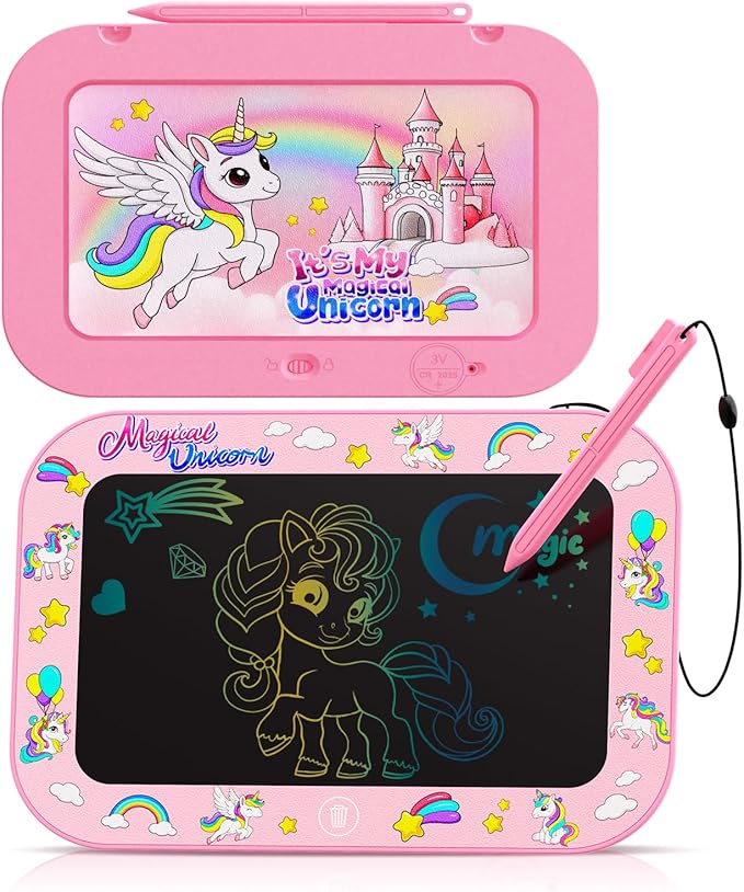 LCD Writing Tablet for Kids Toddler,12Inch Colorful Reusable Erasable Electronic Toddler Doodle Board Drawing Tablet Pads,Educational Learning Toys Gifts for 3 4 5 6 7 8 Year Old Girls ((Pink-12IN)