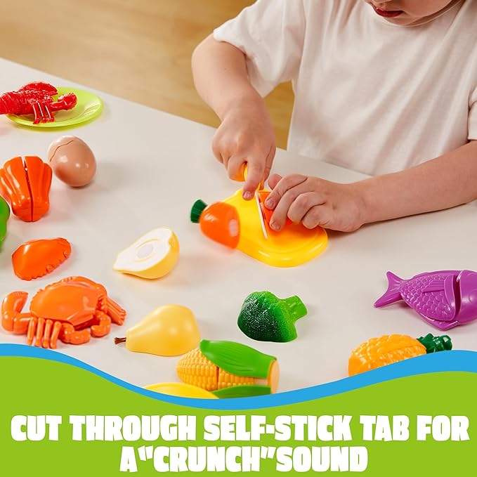 JOYIN Learning Toys Play Food Set for Kids, Cutting Food for Preschool Activities, Play Kitchen Accessories, Educational Toys, Color Sorting Set for Boys & Girls, Back to School Gifts for Kids - Image 4