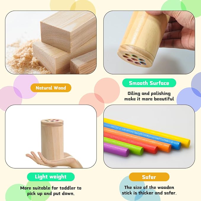 Montessori Toys for 1-3 Year Old,Color Sorting & Fine Motor Skills Preschool Learning Activities,Wooden Sensory Easter Toys for Toddlers - Image 4