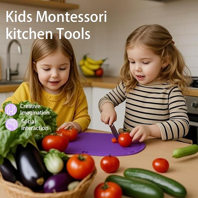 Montessori Kids Knife Set for Real Cooking – Safe Kitchen Tools, Toddler Cooking Toys for Ages 4-10, Birthday Gift for Girls & Boys, Educational Cutting Set - Image 4