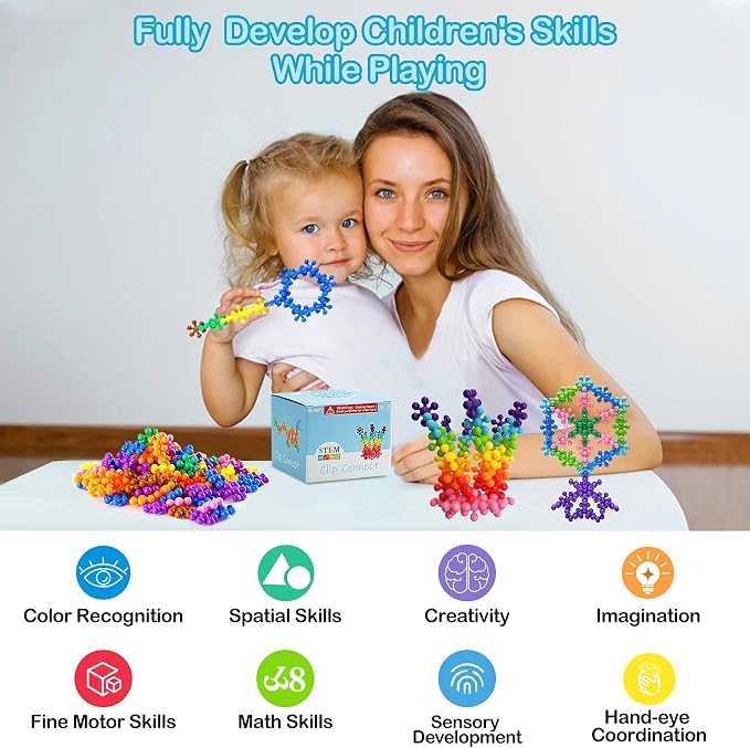 Clip Connect 120 Piece Building Blocks | Diameter 1.26", STEM Building Toys Set Kindergarten Math Manipulatives for Kids Boys Girls, Educational Preschool Toys Activities Homeschool Supplies - Image 5