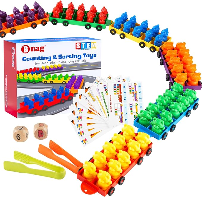 Bmag Counting Bears with Matching Trains, Preschool Learning Toys Color Recognition and Math Learning Games, STEM Educational Toy Gift for Kids Age 3 4 5 Year Old Boys Girls by BMAG