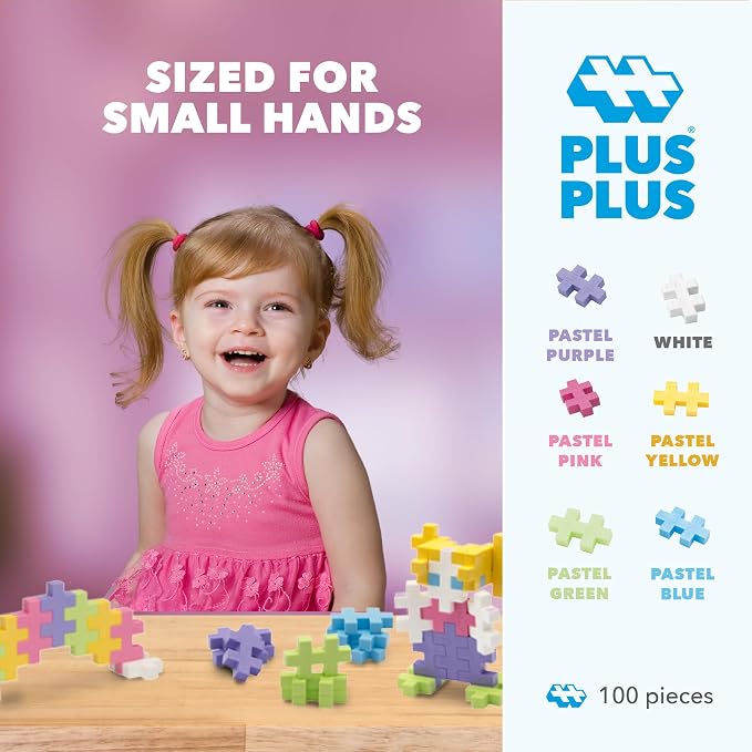 PLUS PLUS Big 100 Piece Pastel - Large Building Blocks for Toddlers - Image 2