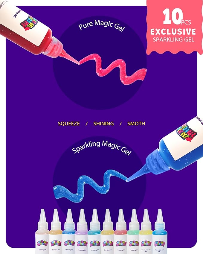 Upgraded Magic Water Elf Toy Kit, 20 Gels & 15 Molds, Craft & Art Kits for Kids Age 3+, Aqua Fairy Water Gel Kit Make Your Own Water Pets Squishy Toy, DIY Squishy Maker Christmas Gift Party Favors