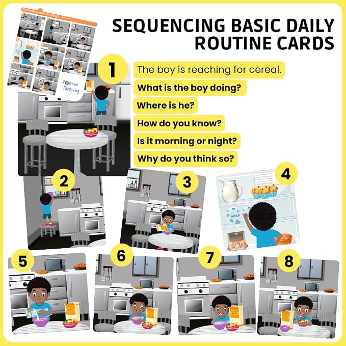 Sequencing Basic Daily Routine Conversation Cards | Learning Material for Social Skills & Emotional Intelligence | Speech Therapy Resources | ESL, Articulation, Storytelling, Sequencing Card Game - Image 4