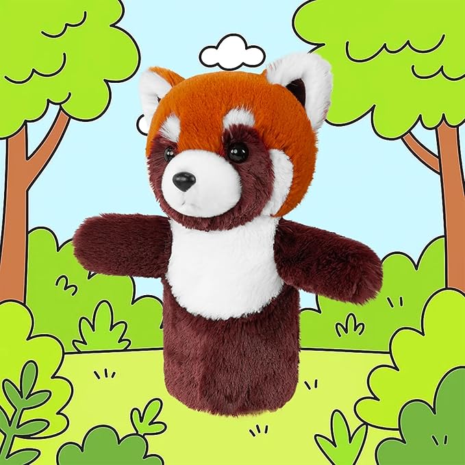 Puppet for Kids Role Play Gift Boys Girls Interactive Learning Animal Classroom Supplies Washable Soft Stuffed Forest Friends Red Panda Puppet
