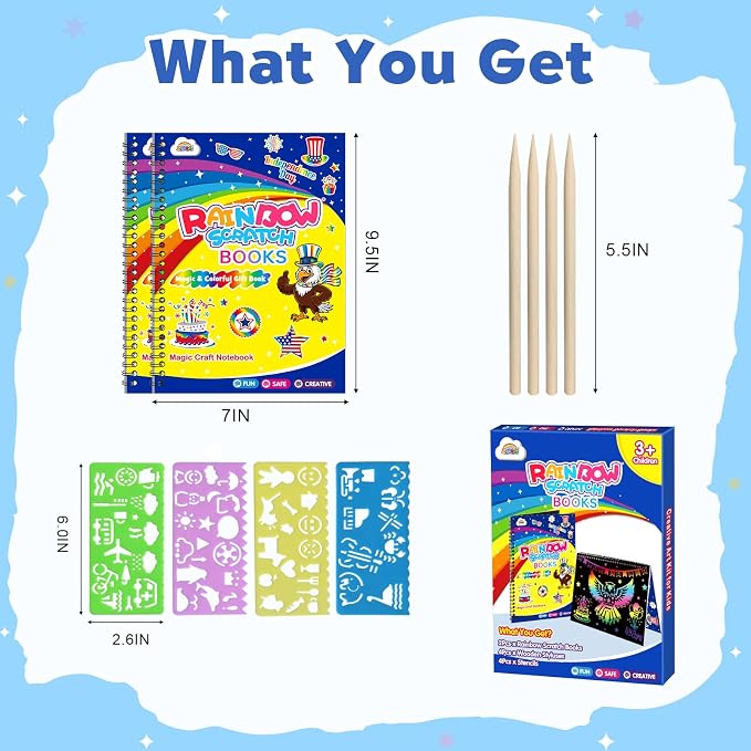 ZMLM Scratch Paper Art-Crafts Gift: 2 Pack Rainbow Notebooks Supplies Toys - Image 7