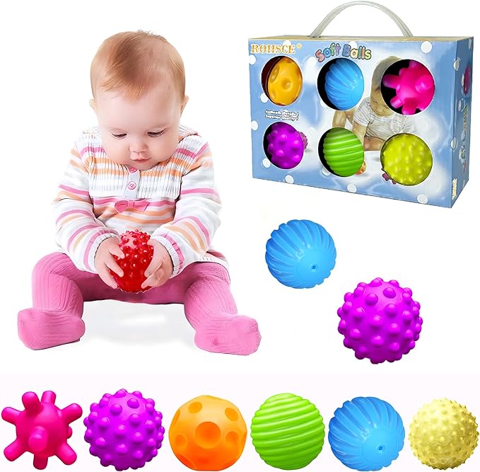 Sensory Balls for Baby Sensory Baby Toys 6 to 12 Months for Toddlers 1-3, Bright Color Textured Multi Soft Ball Gift Sets, Montessori Toys for Babies 6-12 Months Infant Toys (6 Pack)