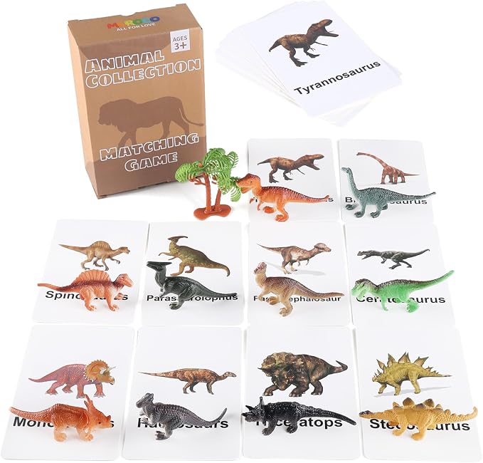MEROCO Montessori Dinosaur Flash Cards Matching Game Kids Preschool by MEROCO