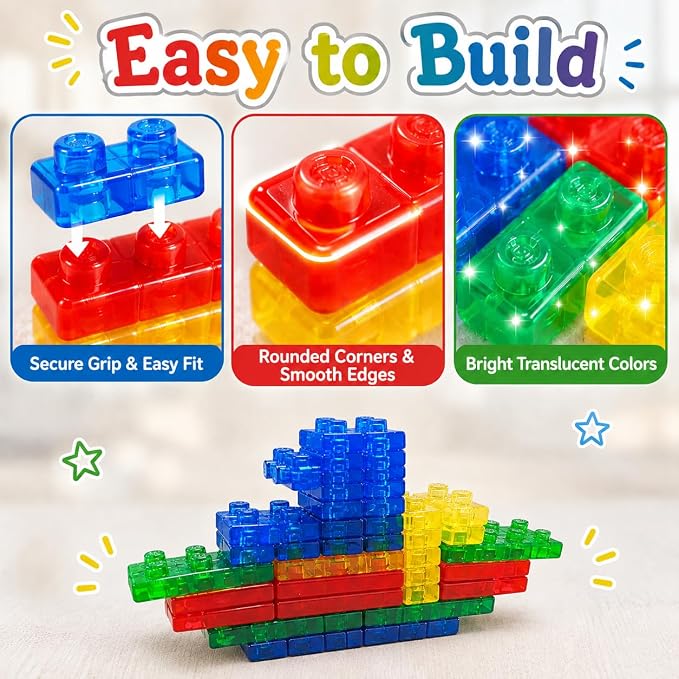 UNIQUE KIDS Flexible Jelly Building Blocks for Kids Ages 3+ – 56 PCS Jumbo Stackable Blocks, Chunky Bend Twist Stretch Blocks, Open-Ended Sensory Learning Toy Gift - Image 6