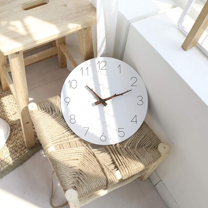 mooas Flatwood Wall Clock (Twig),12" Non-Ticking Sweep Movement - Image 5