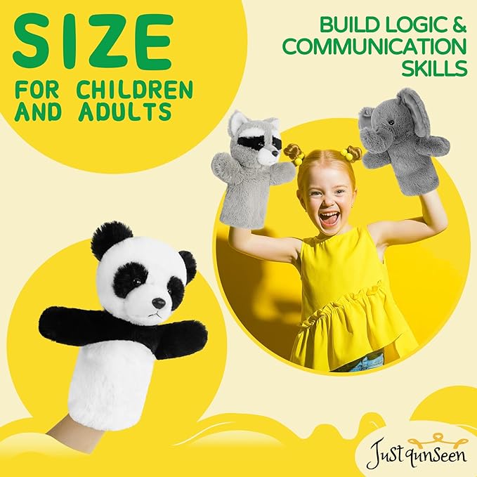Soft Animal Hand Puppet Preschool Learning Toy Washable Black White Stuffed Story Time Family Fun Interactive Role Play Gift Panda