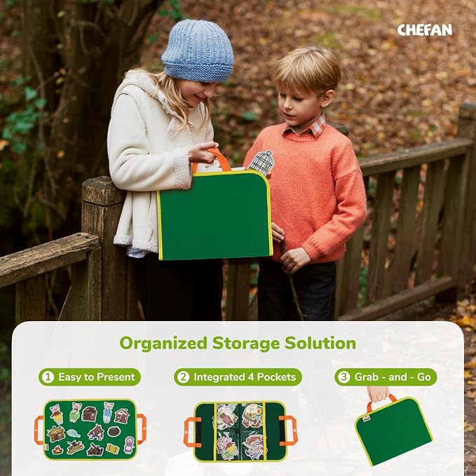 CHEFAN Felt Board Story Set, Flannel Board Stories for Toddlers Preschool, Three Little Pigs, Goldilocks and Three Bears, Hansel and Gretel, The Hare and Tortoise - Image 6