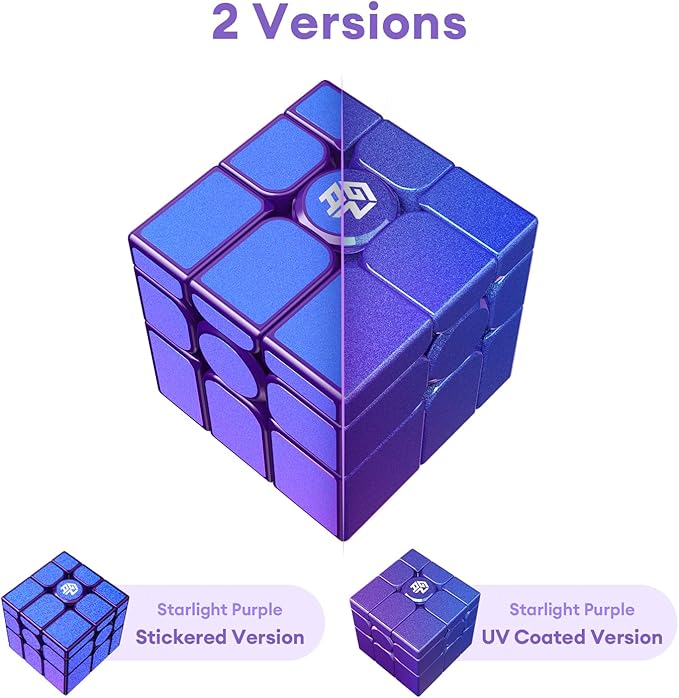GAN MirrorM UV-Coated, 3x3x3 Magnetic 48 Magnets Glitter Sparkle Mirror Speed Cube Puzzle Game Magnets Toys for Kids Adult Cuber, Corner Cutting, Solve by Shape, Purple
