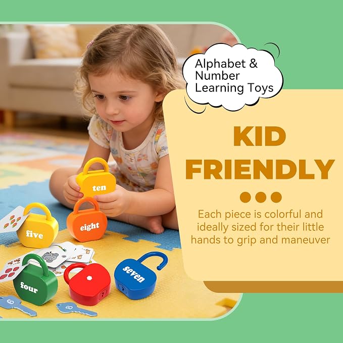 GEERAY Toddler Lock and Key Set, 10PCS Montessori Educational Toy, Numbers Matching & Counting Fine Motor Learning Lock Toys for Ages 3+, Preschool & Kindergarten Classroom Must Haves, Birthday Gifts - Image 5