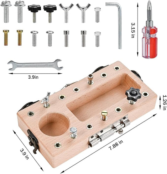 Montessori Screwdriver Board Set with Lock and Key, Montessori Toys for 3 4 5 Year Old, Wooden Screw Driver Activities Tools, Fine Motor Skills Preschool Learning Sensory Toy - Image 2