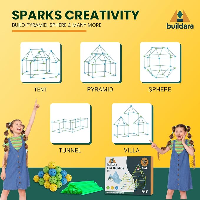 Fort Building Kit for Kids, 132 PCS with Starry Sheet & Light - Image 5