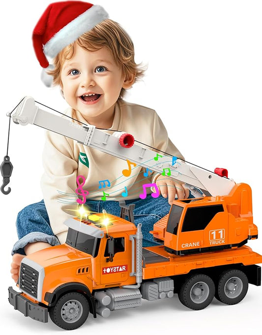 Kids Toys for 3 4 5 6 7 8 Years Old Boys, 15'' Large Construction Toy for Toddler, Crane Truck with Lights and Sounds for Boys Girls Birthday Gifts