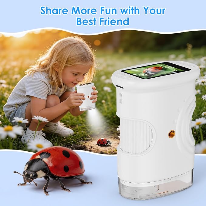 4K 1000X Handheld Digital Microscope for Kids with 2.0" IPS Screen(White) - Image 5