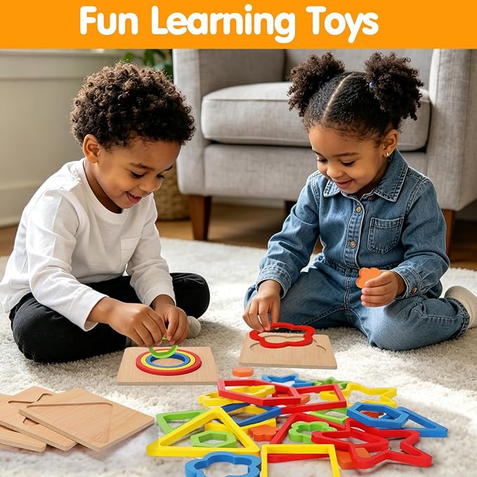 Toddler Puzzles Montessori Toy Wooden Shape Sorting Puzzle Educational Toy - Image 5