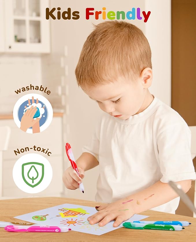 JoyCat Click & Draw Washable Markers for kids with Retractable Tips,10 Colors Markers Set,retractable marker for Toddlers Kids, Ideal arts & crafts supplies,coloring markers,Holiday Gifts for Kids.