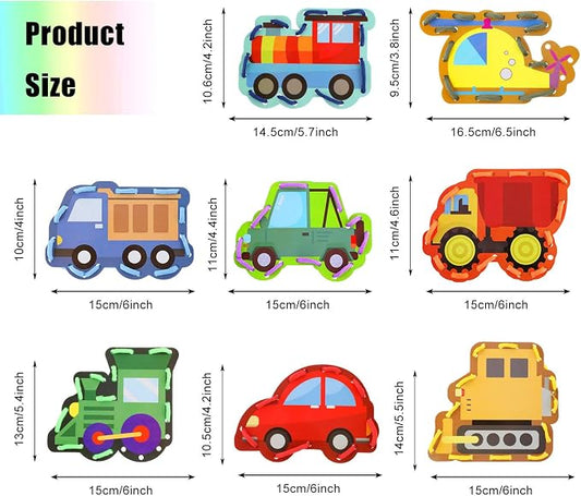 Zonon 8 Pieces Kids Lacing Cards Sewing Cards in 8 Patterns Lacing Games for Developing Imagination Education Supplies Children Sewing Game Favors (Transportation Style) - Image 2