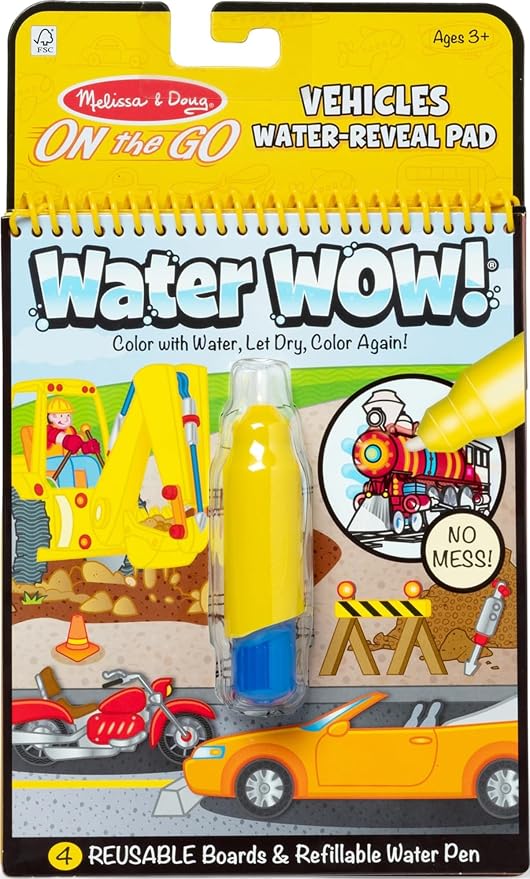 Melissa & Doug On The Go Water Wow! Mess Free Coloring Book, Reusable Water-Reveal Activity Pad, Vehicles, Travel Toys, Party Favors, for Toddlers & Kids Ages 3+ - FSC Certified by Unknown