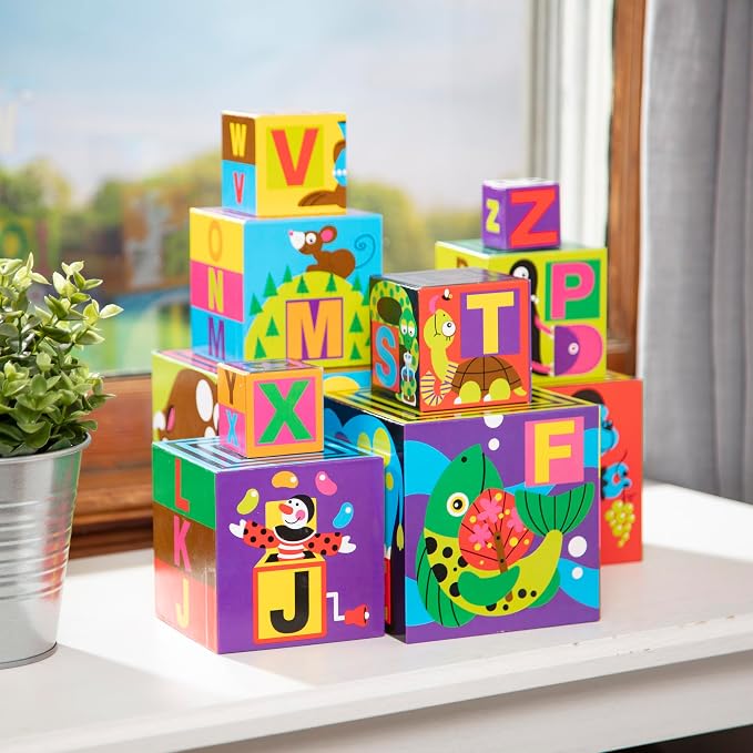 Melissa & Doug Deluxe 10-Piece Alphabet Nesting and Stacking Blocks - FSC Certified - Image 8
