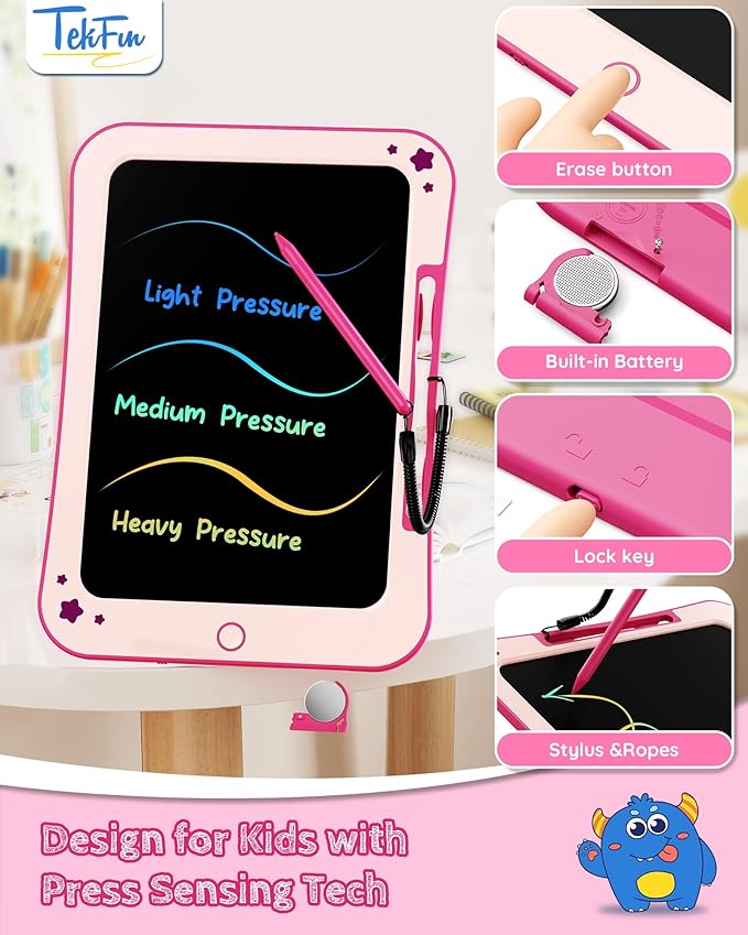 LCD Writing Tablet for Kids, 10inch Toddler Girl Toys Doodle Board, Mess Free Coloring Drawing Board, Preschool Learning Toys,Christmas Birthday Easter Gifts for 3-12 Year Old Girls(Pink)