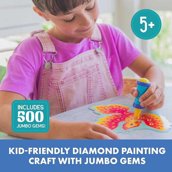 Educational Insights Jumbo Gem Kit - DIY Crafts for Kids Ages 4-8, Mess Free Toddler Arts and Crafts, Diamond Painting Kits for Kids 5-7, Beginner Paint By Gem Art Kits, Sticker Diamond Craft Kit - Image 2