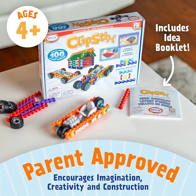 POPULAR PLAYTHINGS Clipstix Building Sticks Kit, 100 Piece, Playstix - Image 7