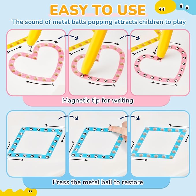 JoyCat Magnetic Shapes and Lines Tracing Board, 2-in-1 Pencil Control Toy - Image 4