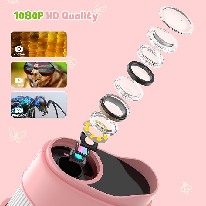 1000X Handheld Digital Microscope for Kids: Pocket Microscope with 2.0" IPS Screen - STEM Toys Birthday Gifts for Girls Boys - Portable Edu Science Kits Toddler Age 3-6 6-12 Pink - Image 7