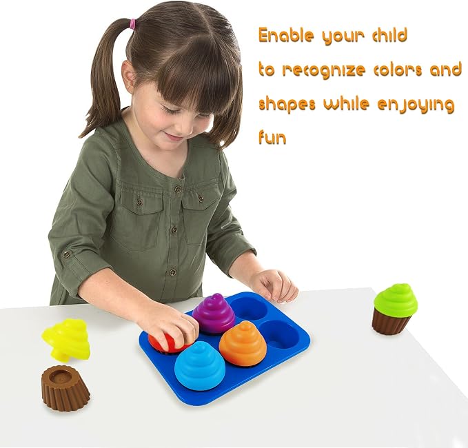 RAINBOW TOYFROG Cupcake Toy Toddler Toy Learning Colors and Shape-Shape Sorting Toys for Toddlers-Geometry Manipulatives Toddler Sensory Toys for Kids - Child Montessori Toys for Girls Boys - Image 3