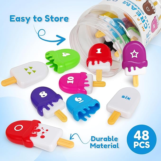 USATDD Numbers Learning Toys Number Popsicles Matching Toy Learning Numbers & Patterns Preschool Learning Activities Montessori Toys for Kids - Image 5