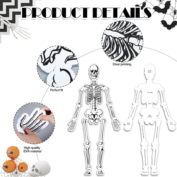 Silipull 15 Pcs Skeleton Floor Puzzle Human Body Double Sided Puzzle - Image 3