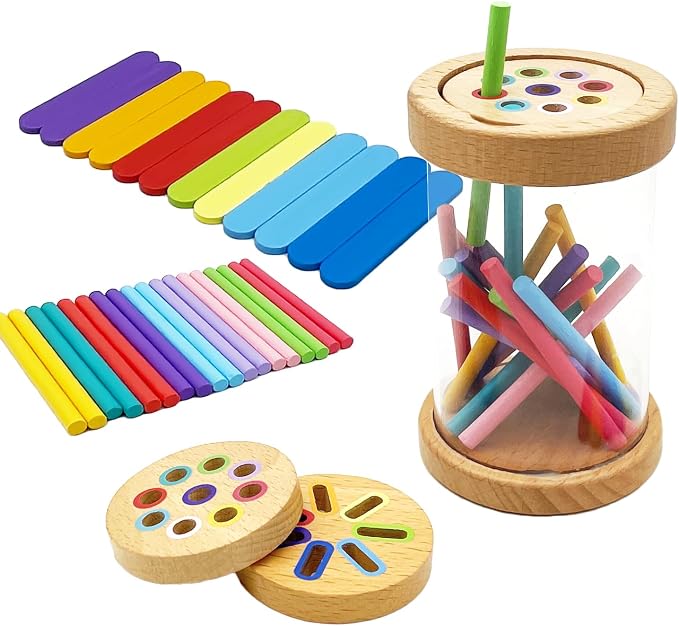 Montessori Shape & Color Sorting Montessori Toys for Toddlers 3, Wooden Fine Motor Skills Sensory Toy Preschool Learning Toys Travel Gift for Boys and Girls (Acrylic Set) by Unknown