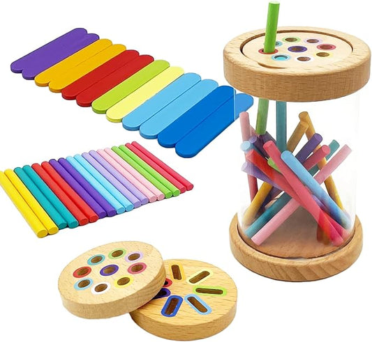 Montessori Shape & Color Sorting Montessori Toys for Toddlers 3, Wooden Fine Motor Skills Sensory Toy Preschool Learning Toys Travel Gift for Boys and Girls (Acrylic Set) by Unknown